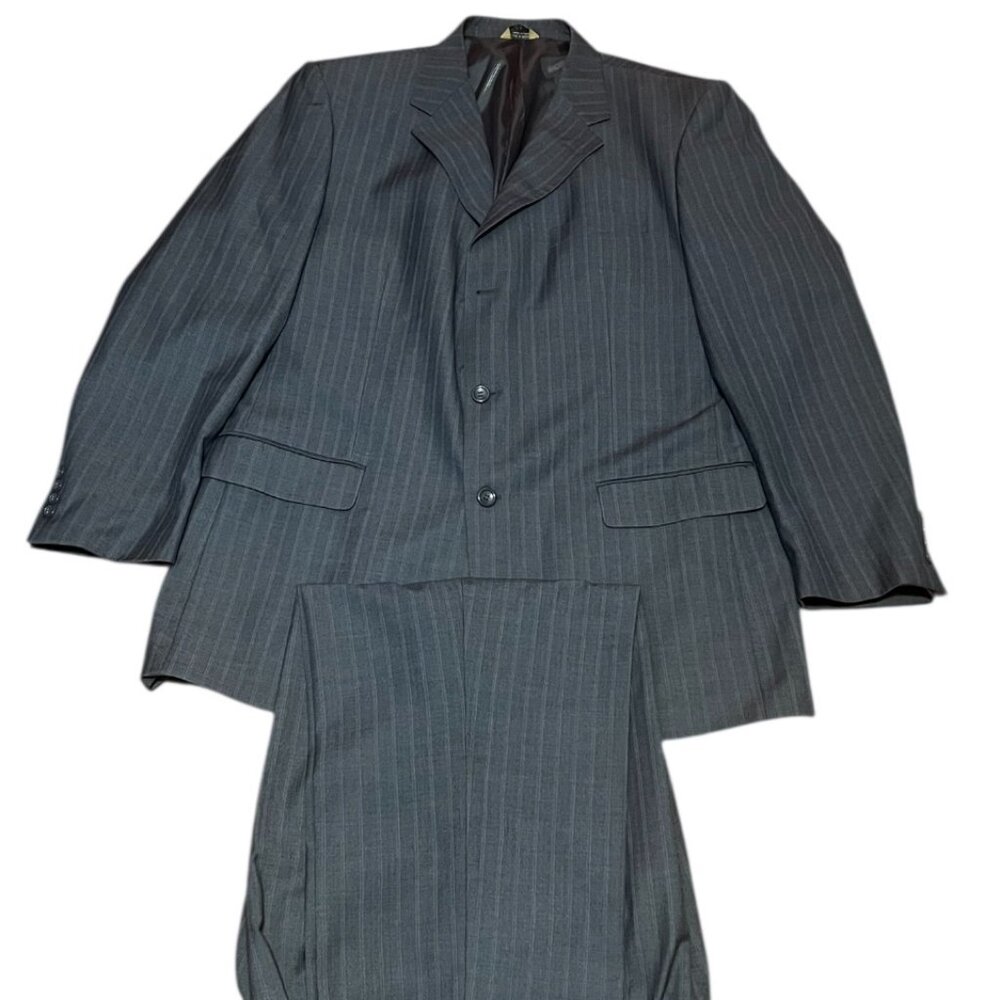 Luca Rossi Italia Grey Pinstripe 2 Piece Suit - Sports Coat (44L), Pants (38L)